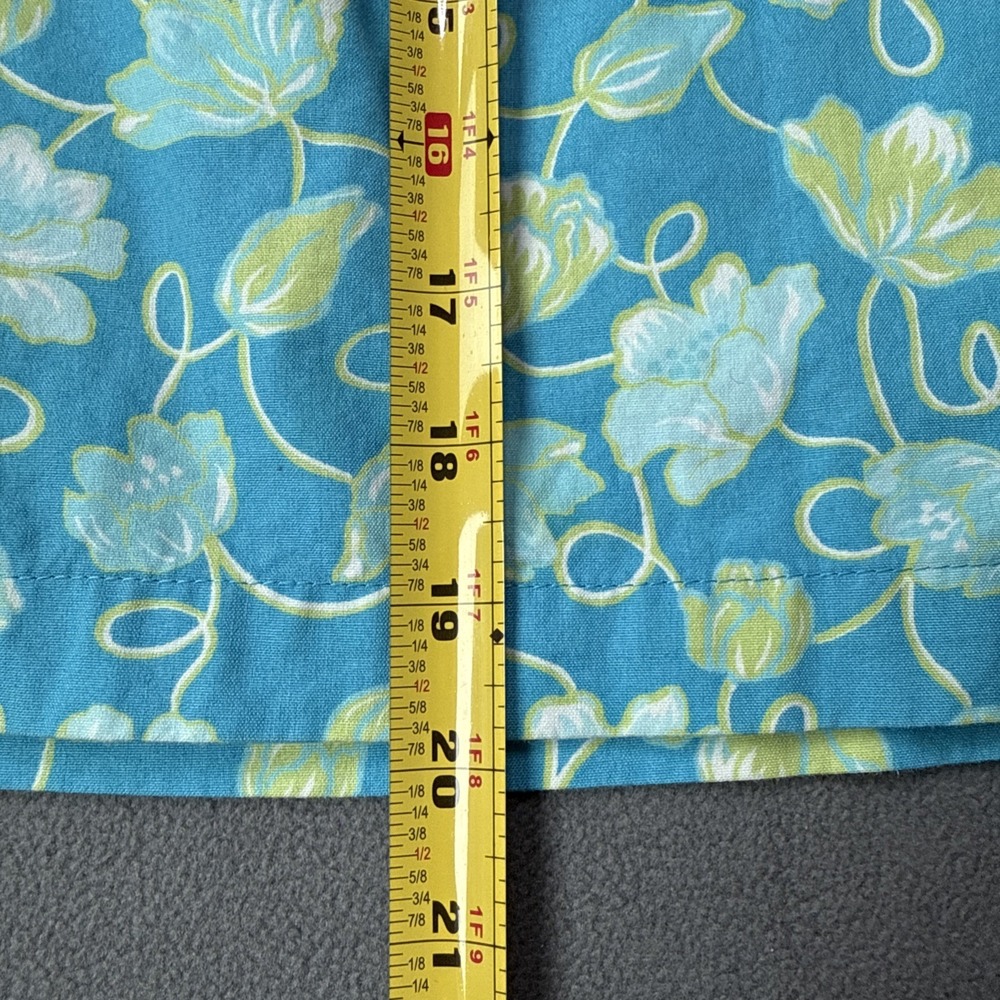 Talbots Wrap Skirt Womens 14 Blue Floral Wrap ALine Knee Length Cotton Light - Picture 9 of 11